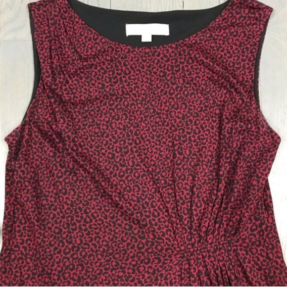LOFT Red/Burgandy Leopard Animal Print Sleeveless Dress - Picture 6 of 10
